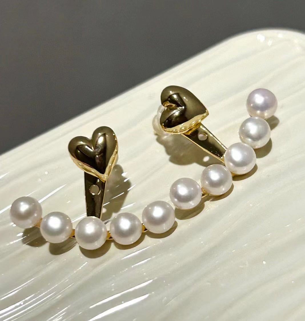 AAA2417 Freshwater Pearl Heart Earrings for festival party daily with verification Mather's day Christmas day Valentine's Day Gift