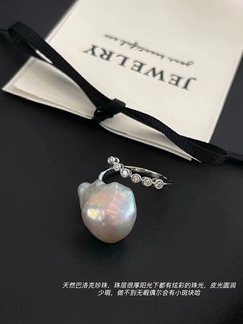 AAA2003 Freshwater pearl Baroque rings for festival party daily with verification Mather's day Christmas day Valentine's Day Gift