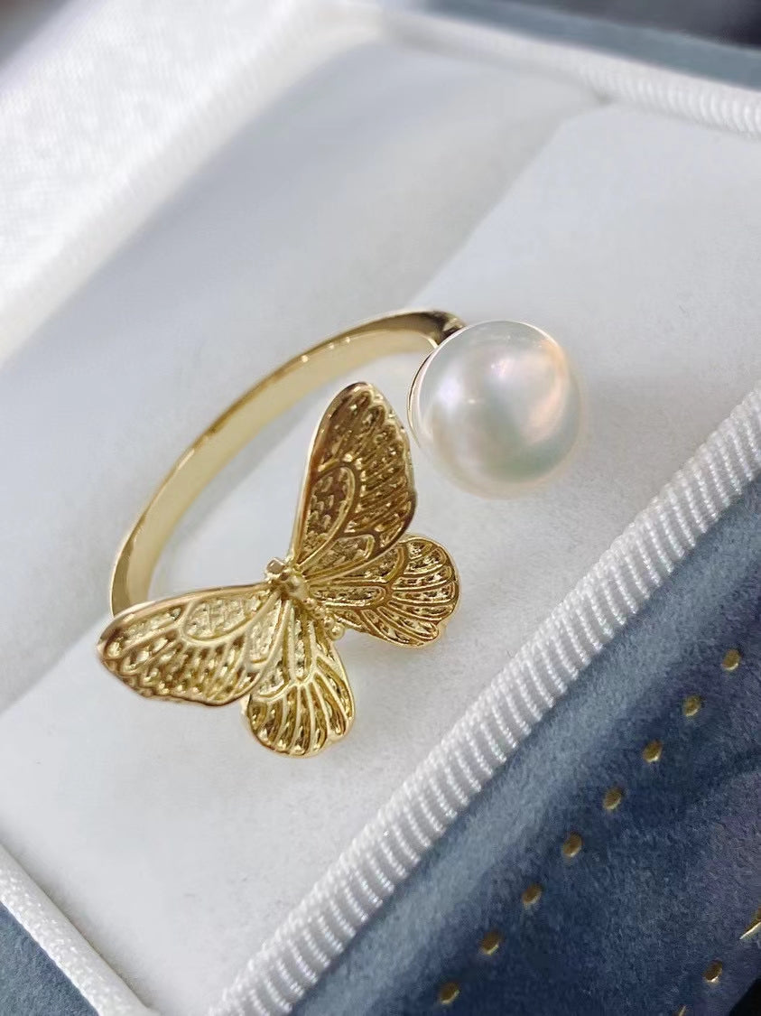 AAA2001 Freshwater pearl butterfly rings for festival party daily with verification Mather's day Christmas day Valentine's Day Gift