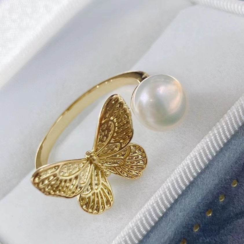 AAA2001 Freshwater pearl butterfly rings for festival party daily with verification Mather's day Christmas day Valentine's Day Gift