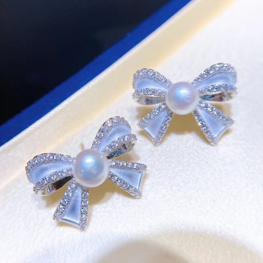 AAA2407 Freshwater Pearl Stars Earrings for festival party daily with verification Mather's day Christmas day Valentine's Day Gift