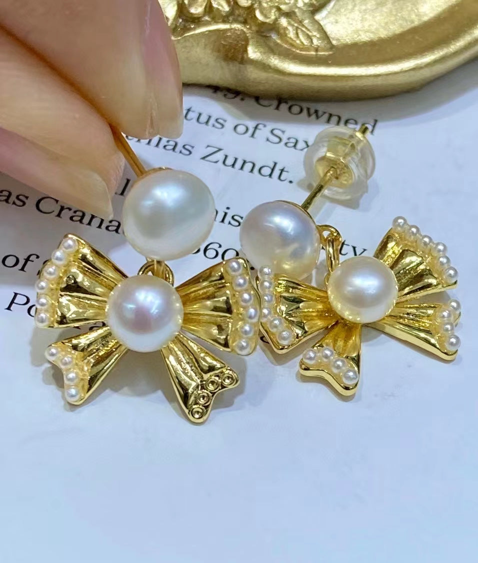 AAA2407 Freshwater Pearl Stars Earrings for festival party daily with verification Mather's day Christmas day Valentine's Day Gift