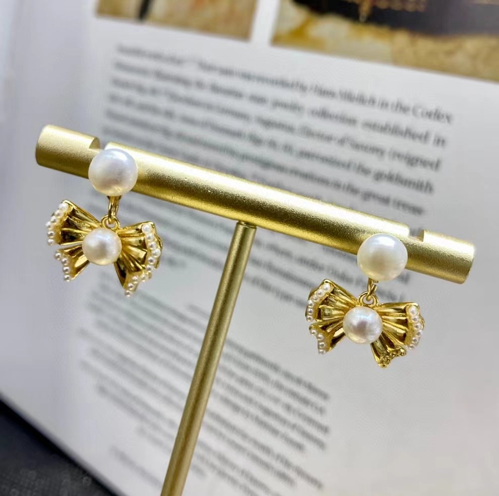 AAA2407 Freshwater Pearl Stars Earrings for festival party daily with verification Mather's day Christmas day Valentine's Day Gift