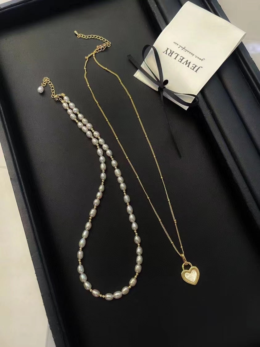 AAA2703 Freshwater Pearl Layered Necklace for women Love Heart festival party daily with verification Mather's day Christmas day Valentine's Day Gift