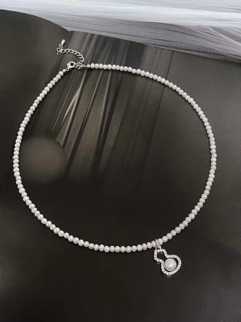 AAA2702 Freshwater Pearl Treasure Gourd Necklace for women Love Heart festival party daily with verification Mather's day Christmas day Valentine's Day Gift