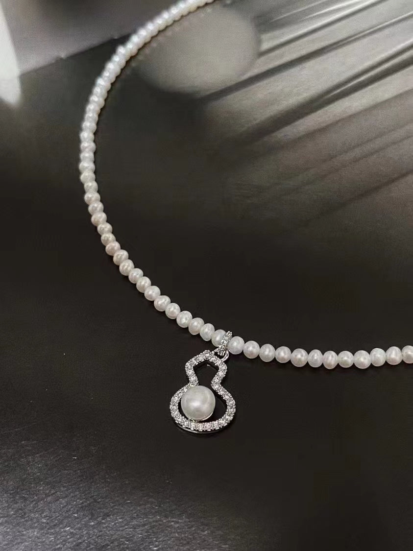 AAA2702 Freshwater Pearl Treasure Gourd Necklace for women Love Heart festival party daily with verification Mather's day Christmas day Valentine's Day Gift