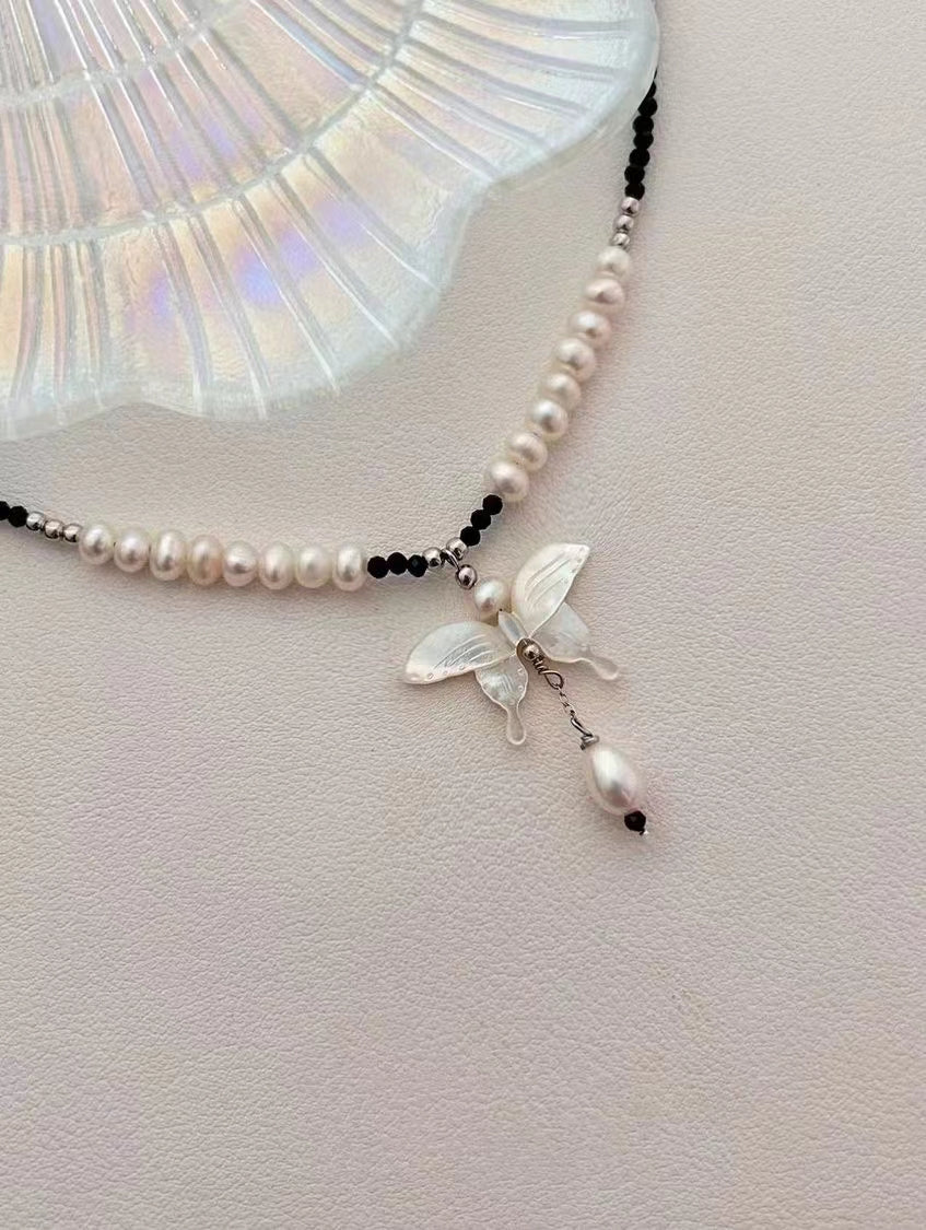 AAA2704 Freshwater Pearl Butterfly Necklace for women Love Heart festival party daily with verification Mather's day Christmas day Valentine's Day Gift