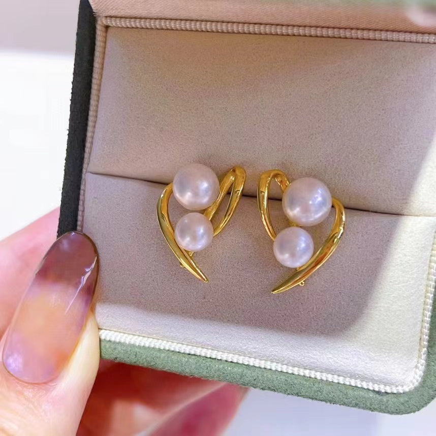 AAA2439 Freshwater Pearl Heart Earrings for festival party daily with verification Mather's day Christmas day Valentine's Day Gift